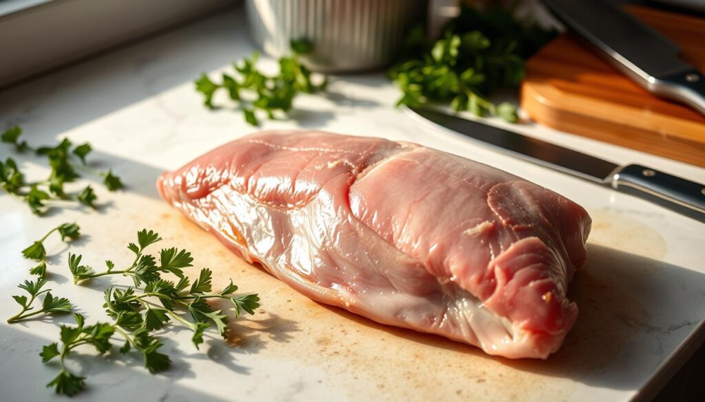 preparing duck breast for cooking